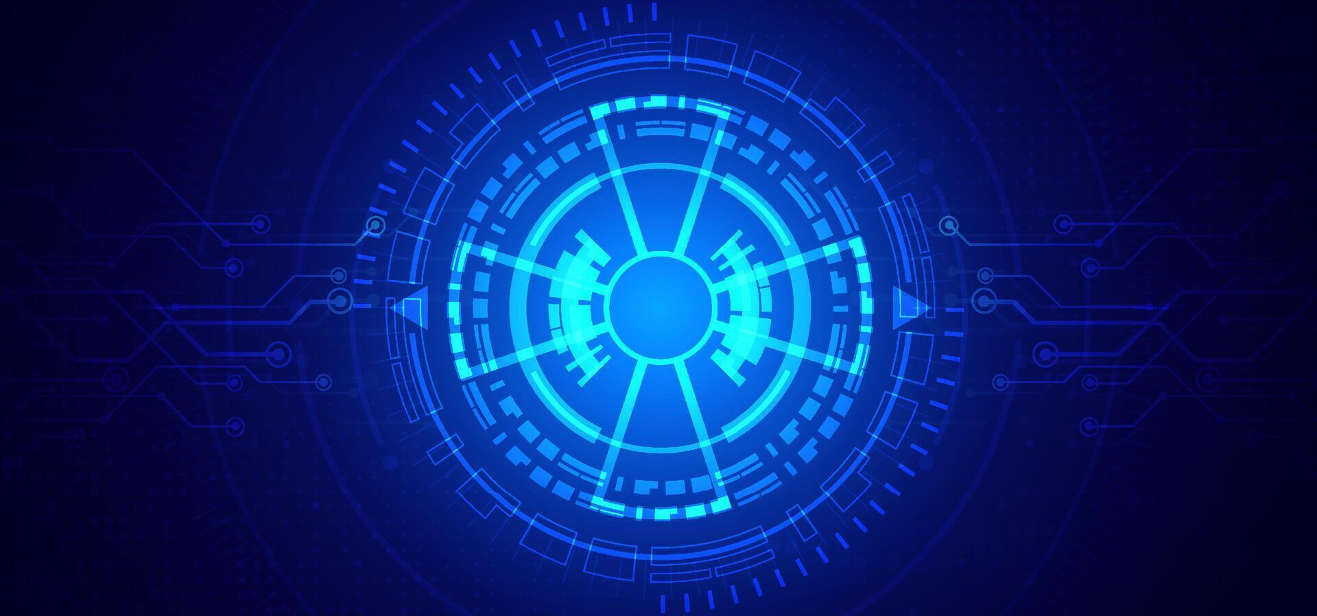 Abstract digital technology futuristic circuit board blue background, Cyber science tech layout, Innovation future Ai big data, Global internet network connection, Cloud hi-tech illustration vector