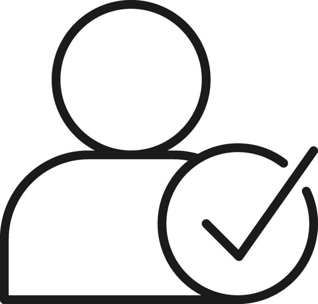 Employee with check mark icon. Human resourced quality control illustration. vector