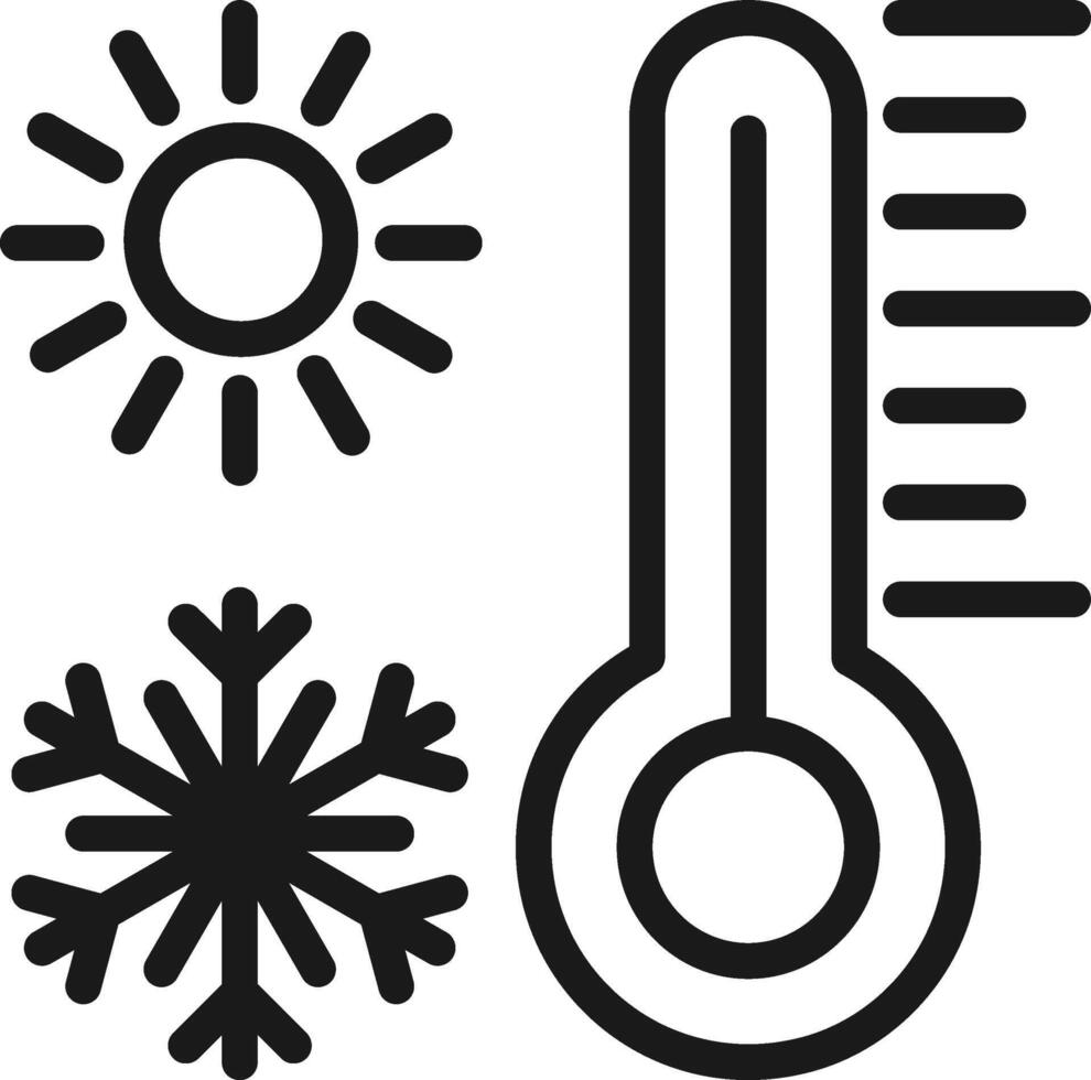 Thermometer icon with cold and hot symbol. Room temperature gauge Illustration. vector