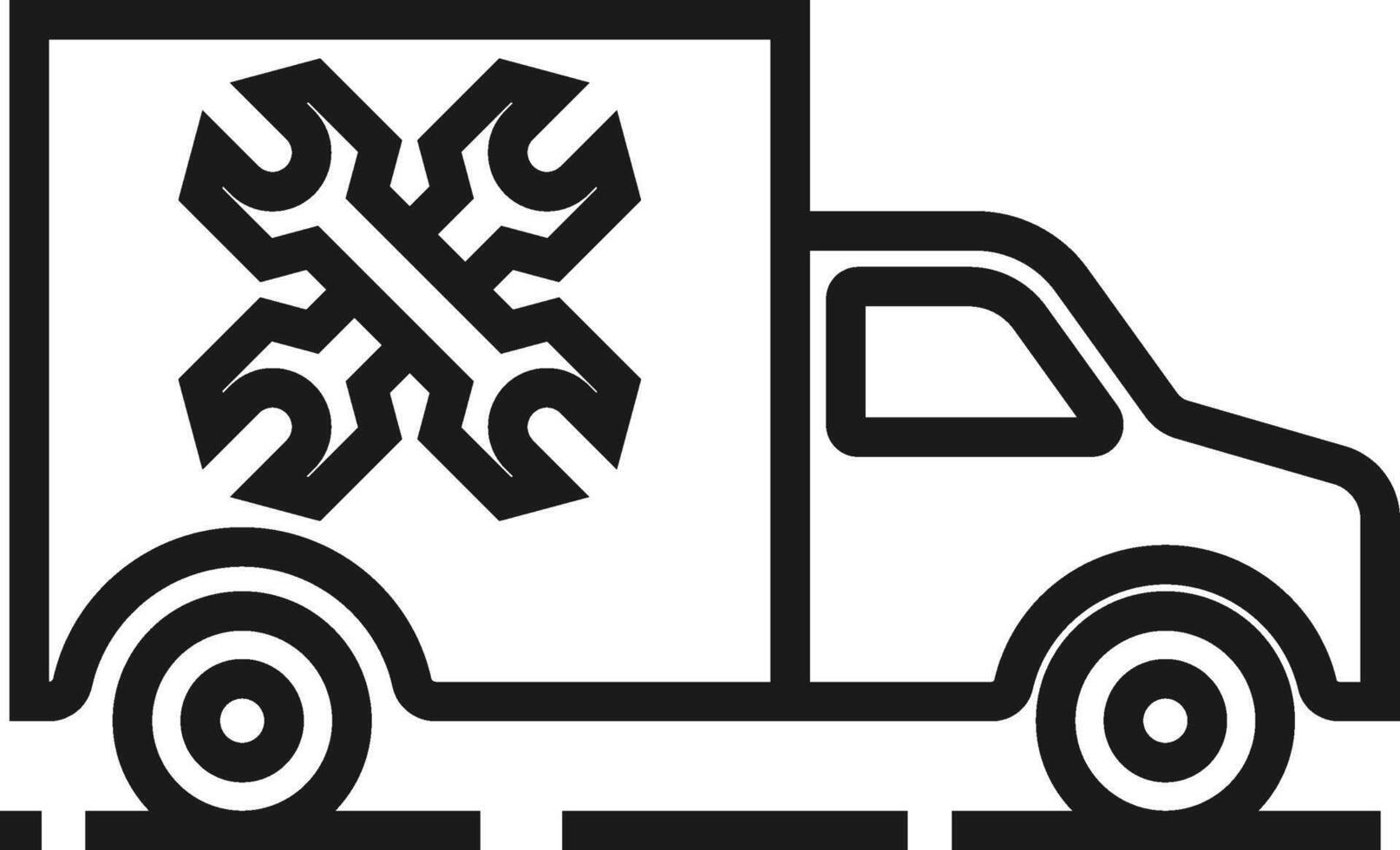 Onsite service car icon with wrench van truck symbol. vector