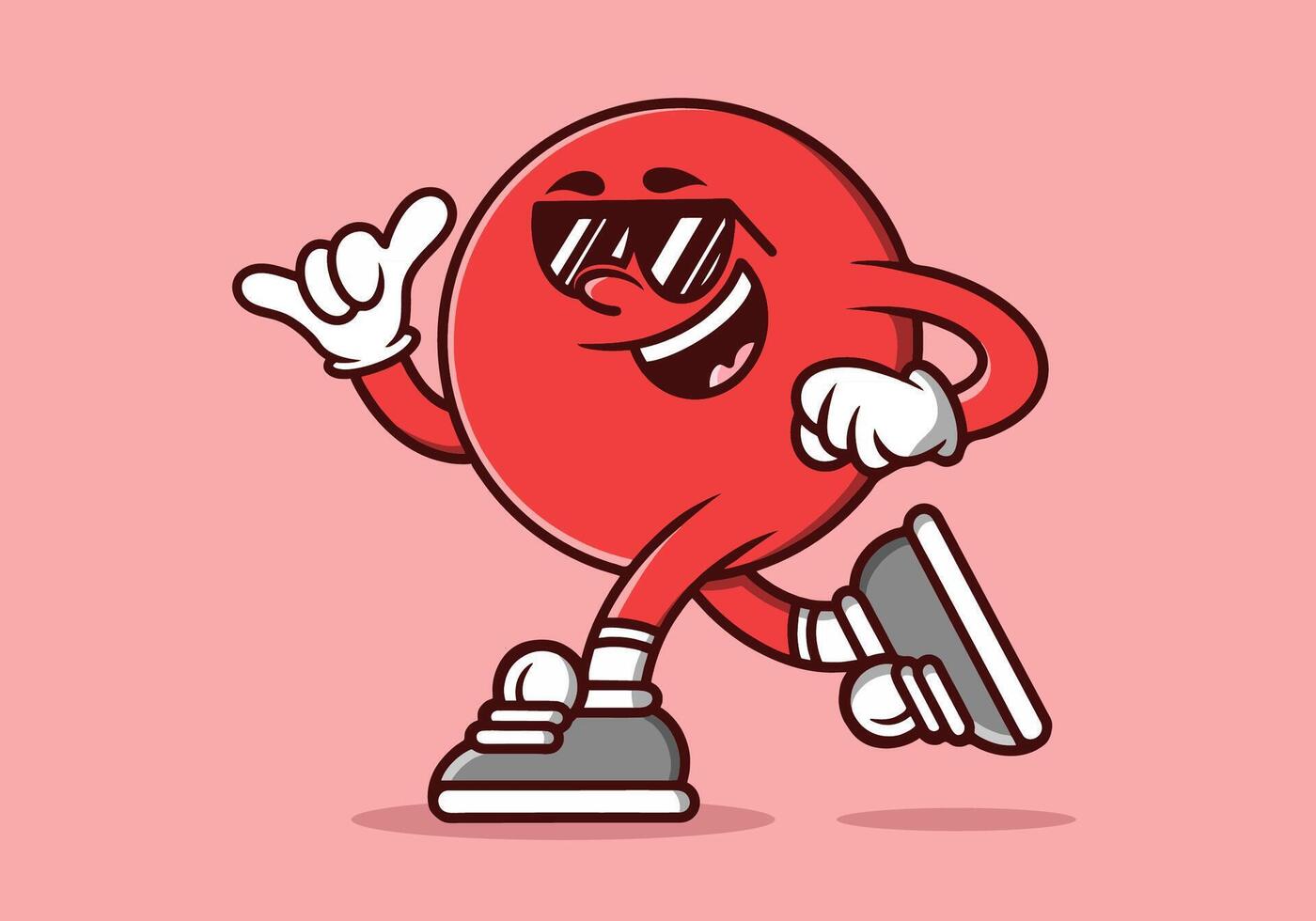 Mascot character of red ball head in running pose vector
