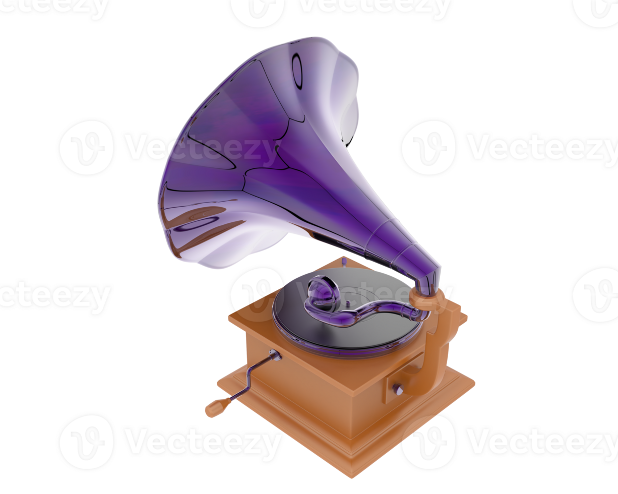 Phonograph isolated on background. 3d rendering - illustration png