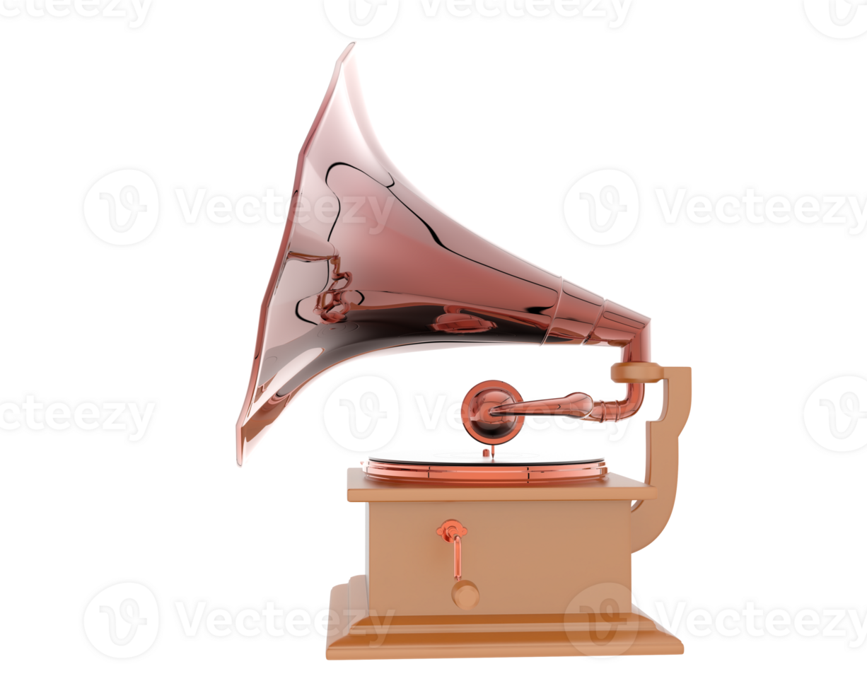 Phonograph isolated on background. 3d rendering - illustration png