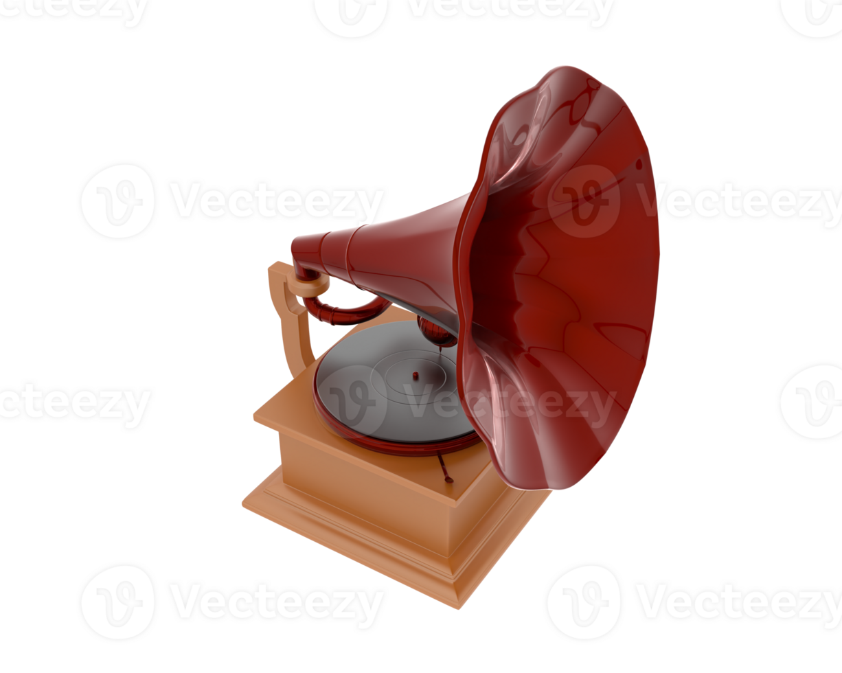 Phonograph isolated on background. 3d rendering - illustration png