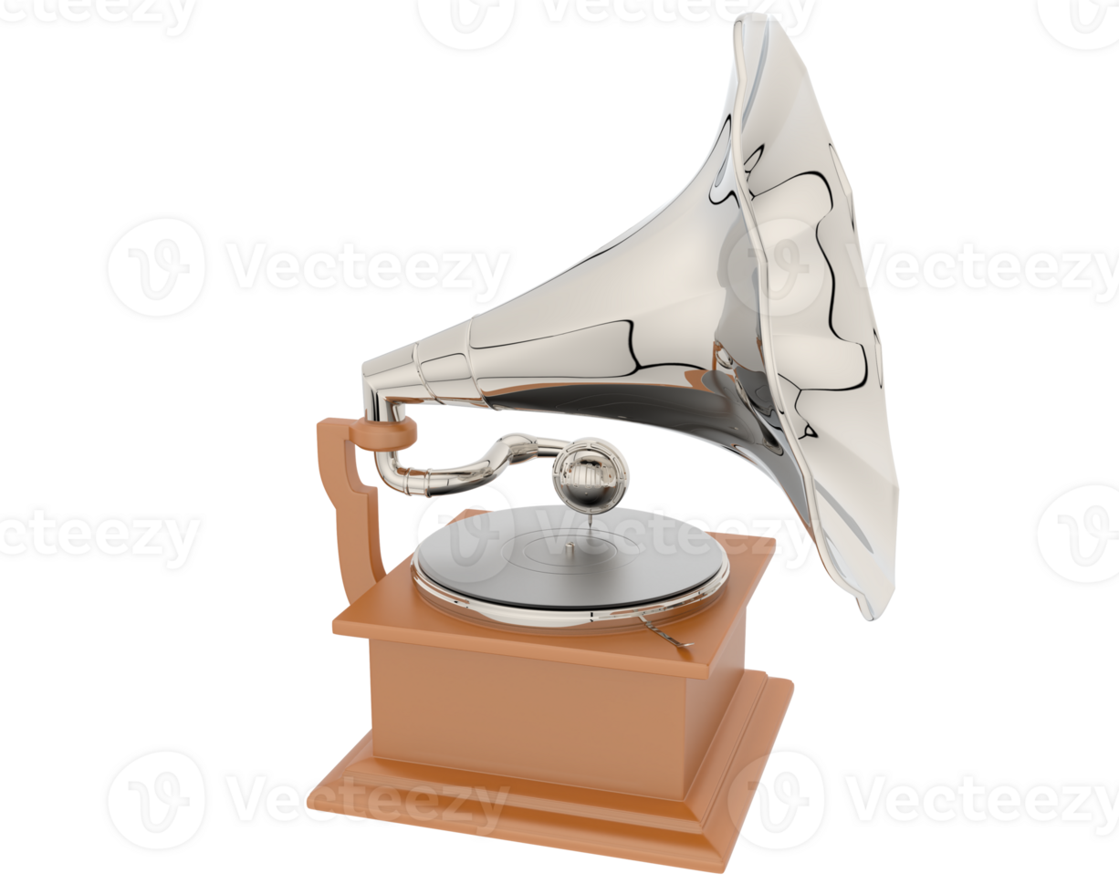 Phonograph isolated on background. 3d rendering - illustration png