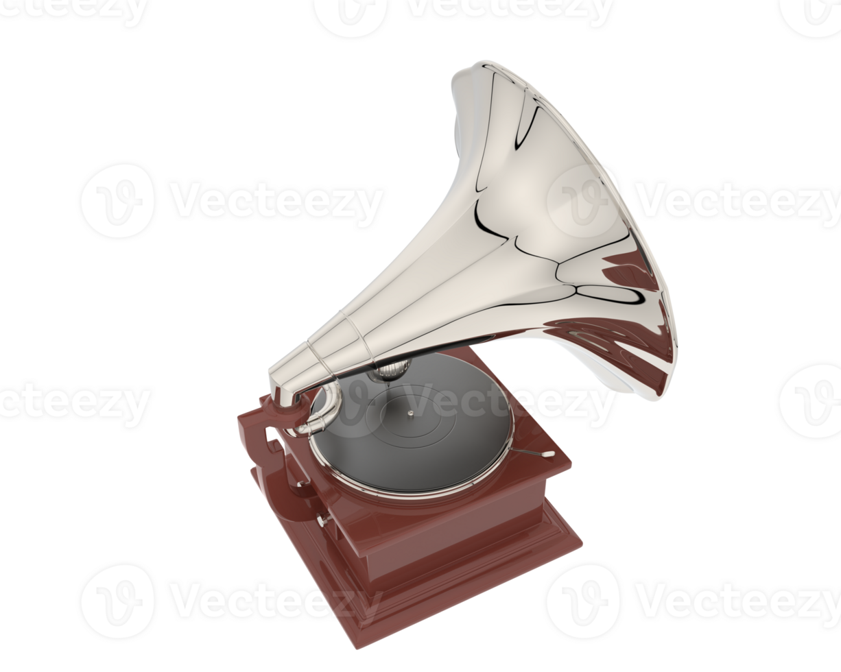 Phonograph isolated on background. 3d rendering - illustration png