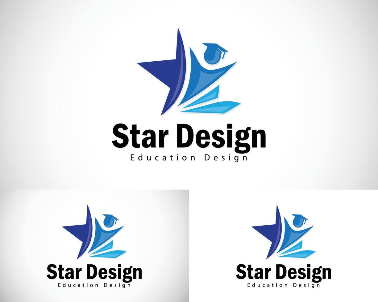 star logo creative education reaching book design concept vector