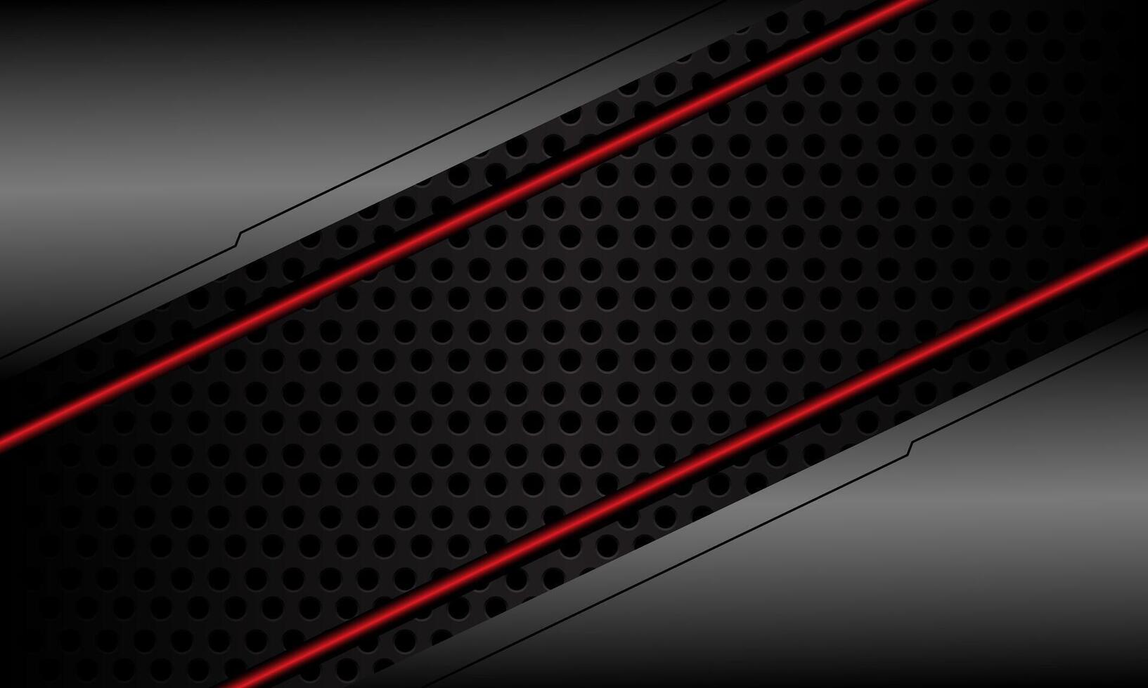 Abstract grey metallic red line black circle mesh slash dynamic geometric design modern futuristic technology background vector