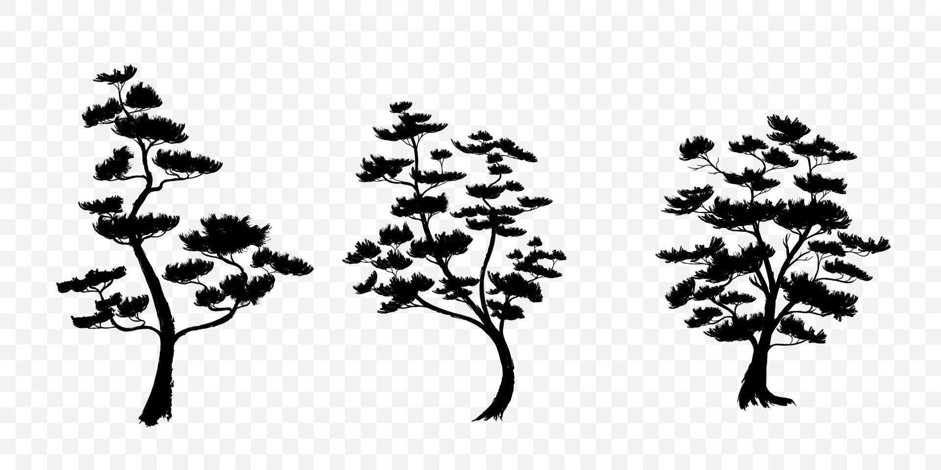 Conceptual tree background design. Black Chinese ink. illustration. vector