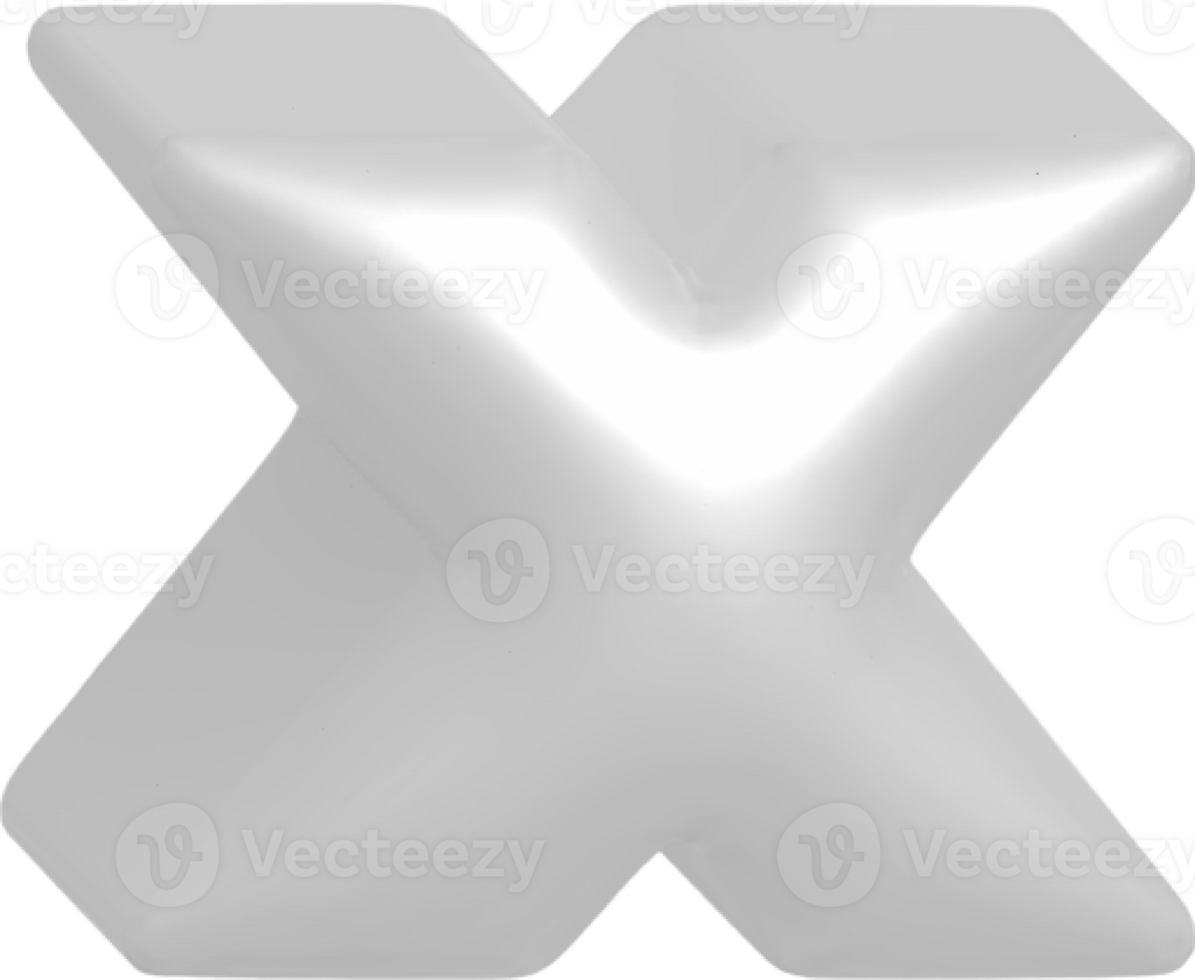 x metallic inflate balloon style alphabet png