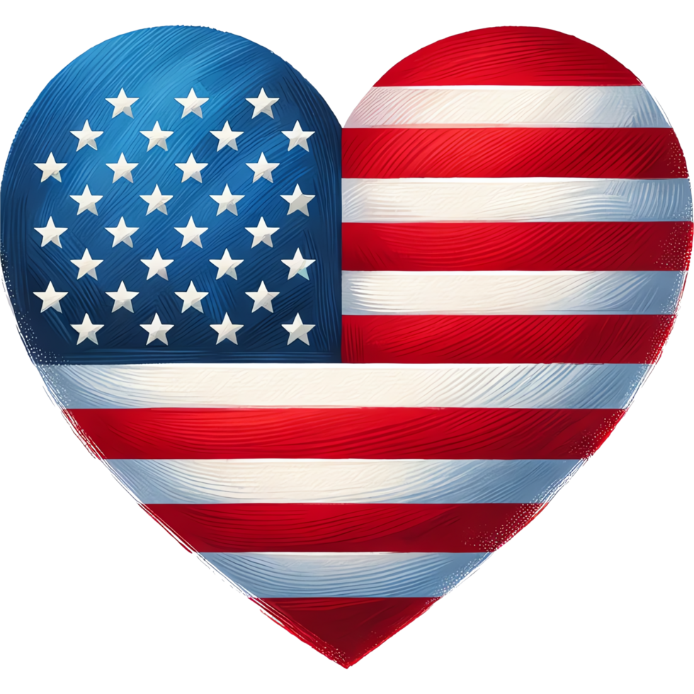 Heart shape with USA flag isolated background png