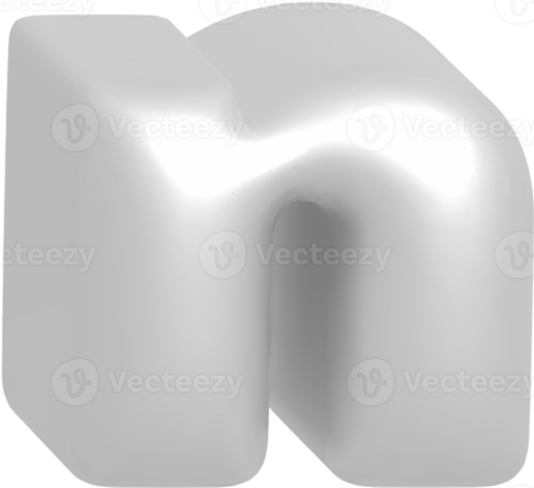n metallic inflate balloon style alphabet png