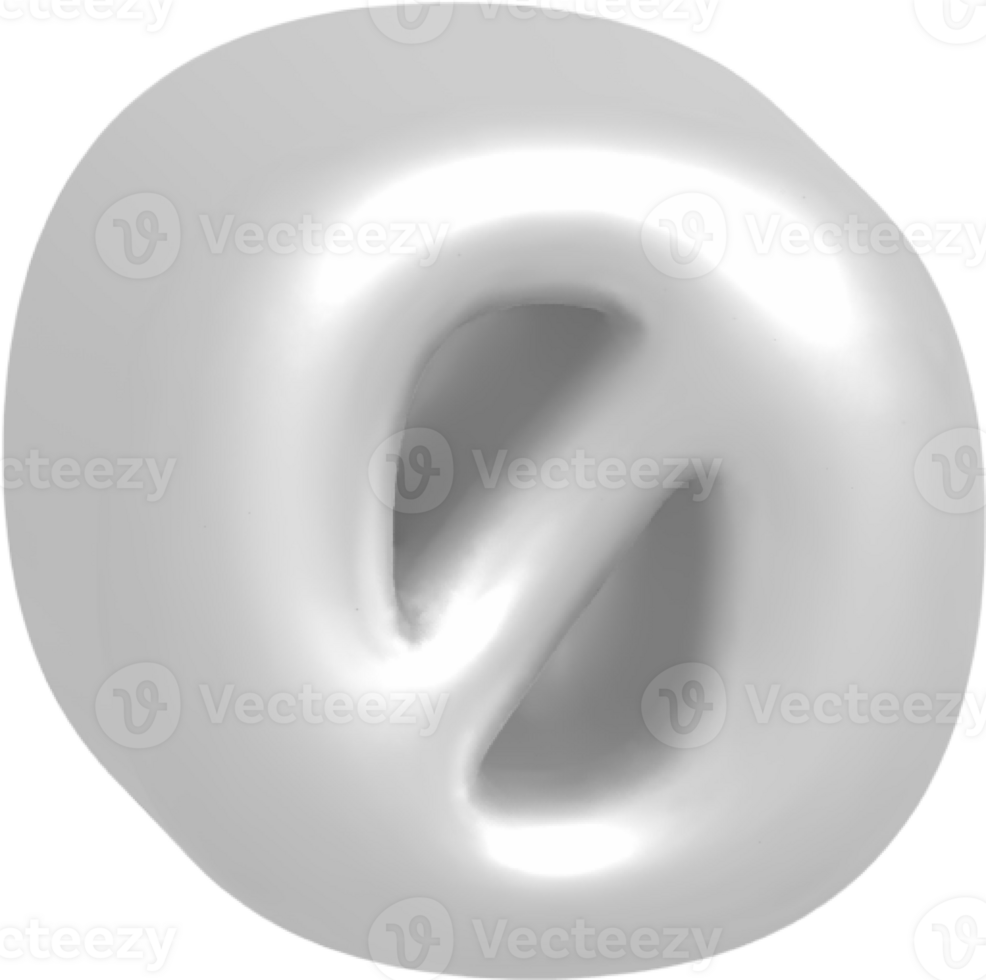 zero metallic inflate balloon style alphabet png