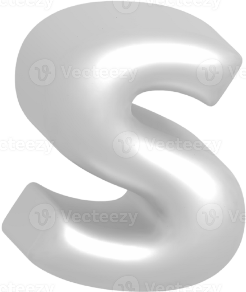 S metallic inflate balloon style alphabet png