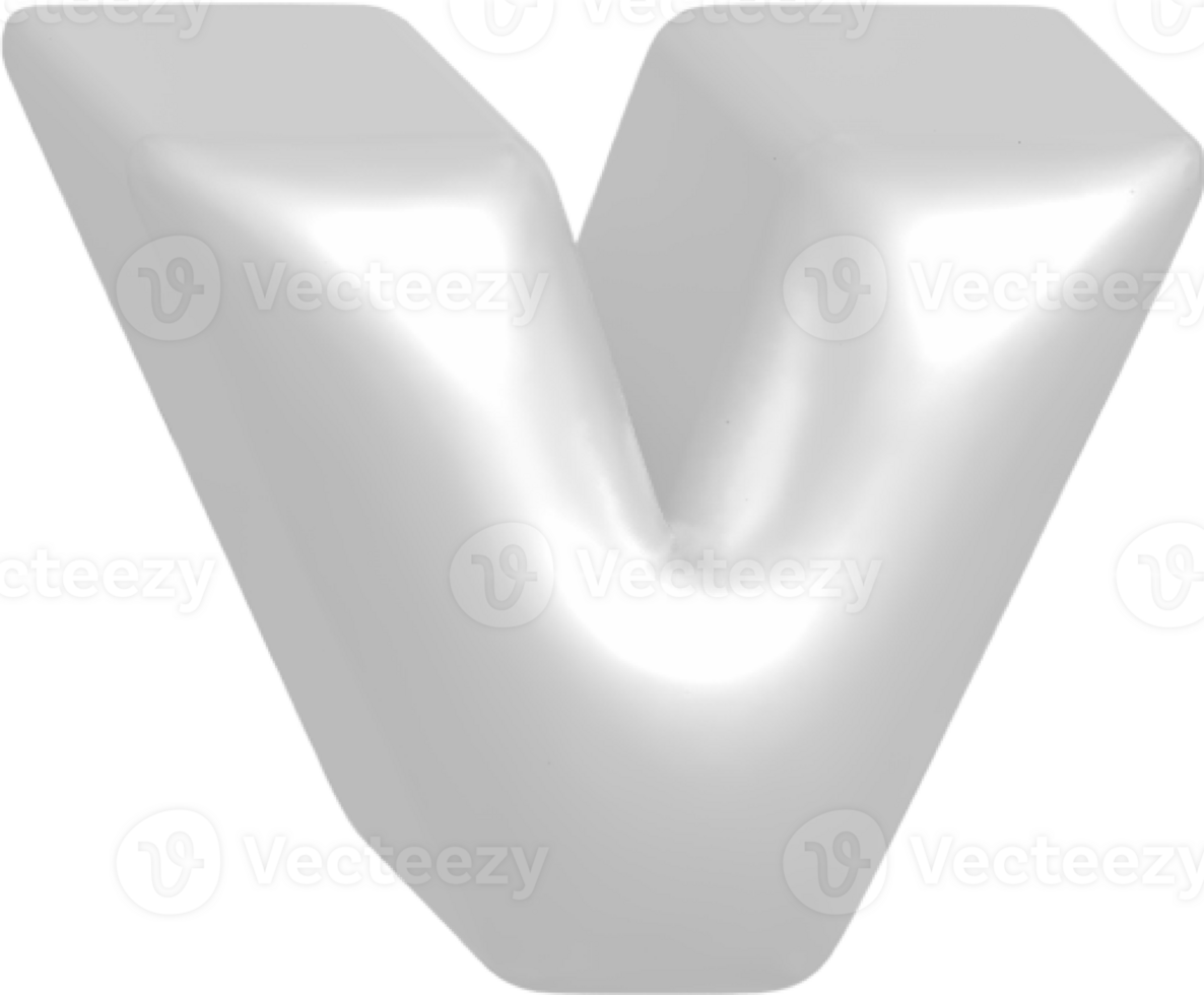 v metallic inflate balloon style alphabet png