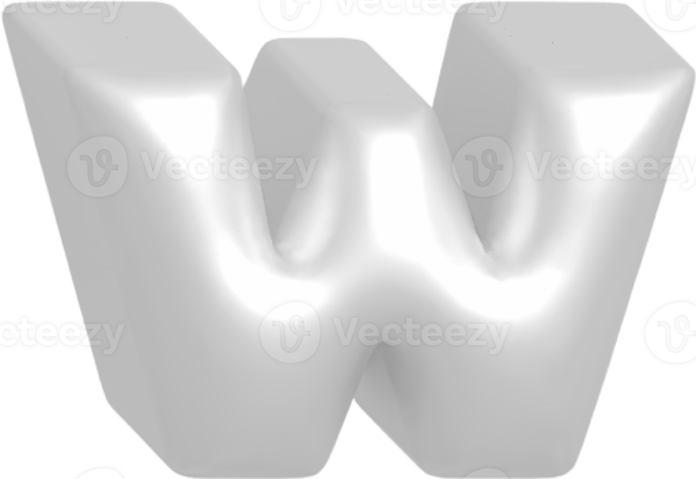 w metallic inflate balloon style alphabet png
