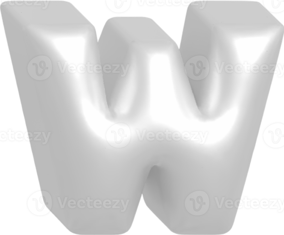 W metallic inflate balloon style alphabet png