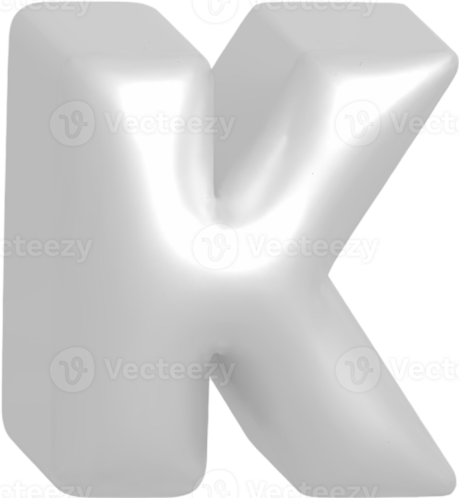 K metallic inflate balloon style alphabet png