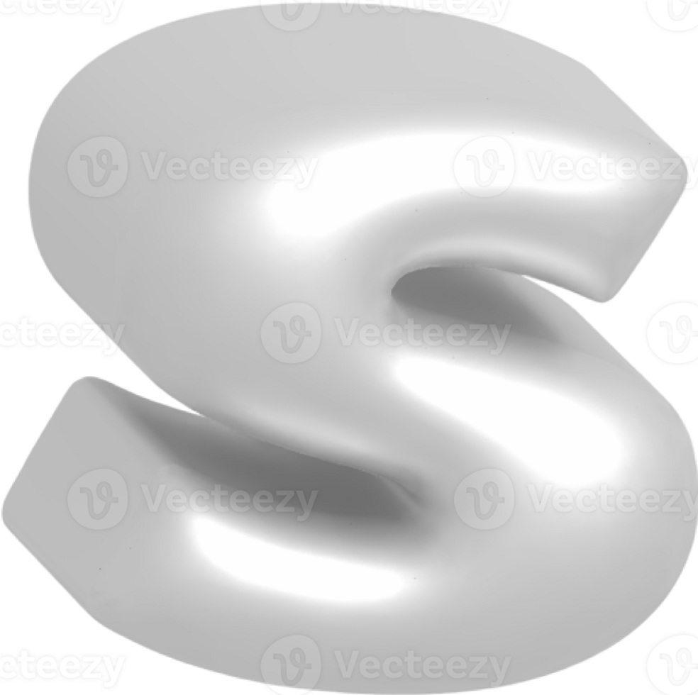 s metallic inflate balloon style alphabet png