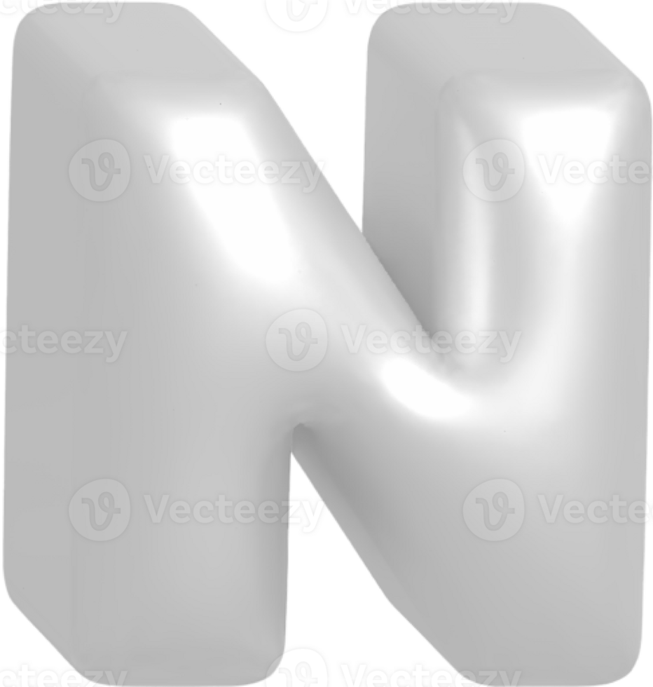 N metallic inflate balloon style alphabet png