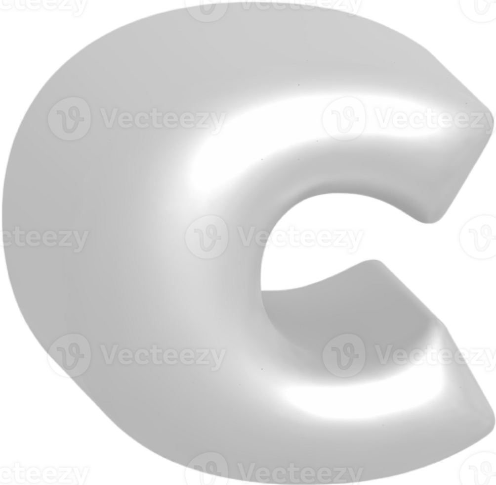 c metallic inflate balloon style alphabet png