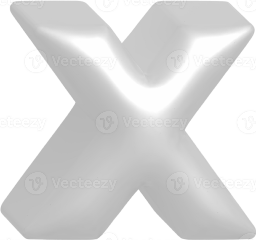 X metallic inflate balloon style alphabet png