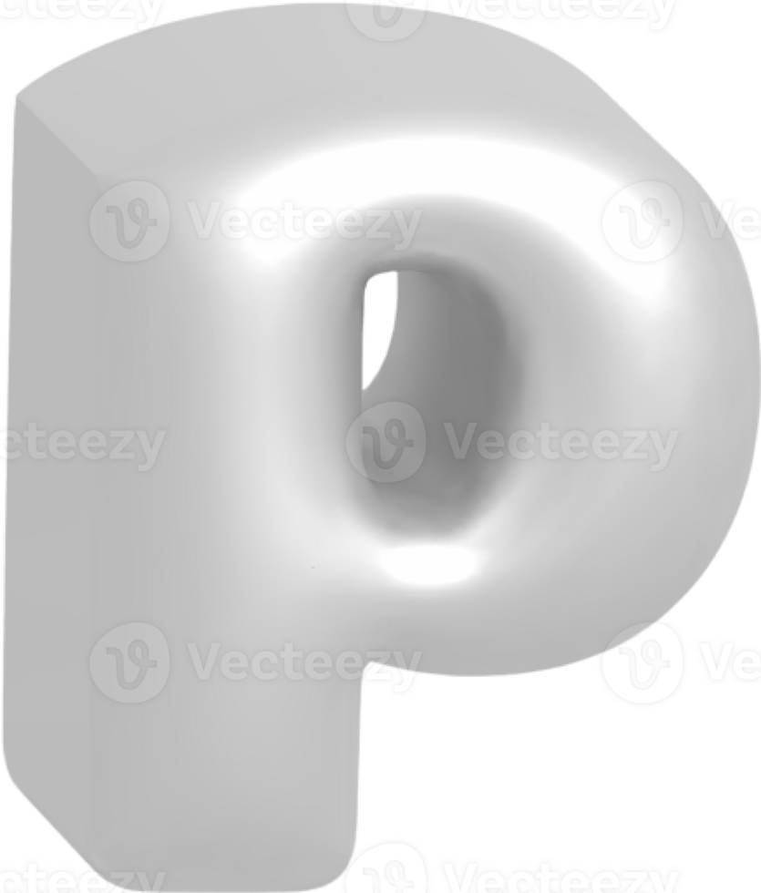 p metallic inflate balloon style alphabet png
