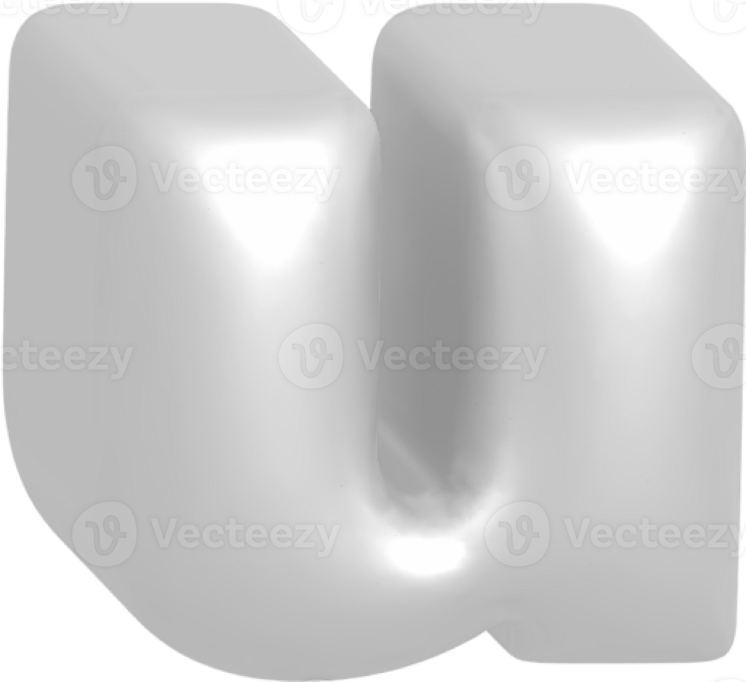 u metallic inflate balloon style alphabet png