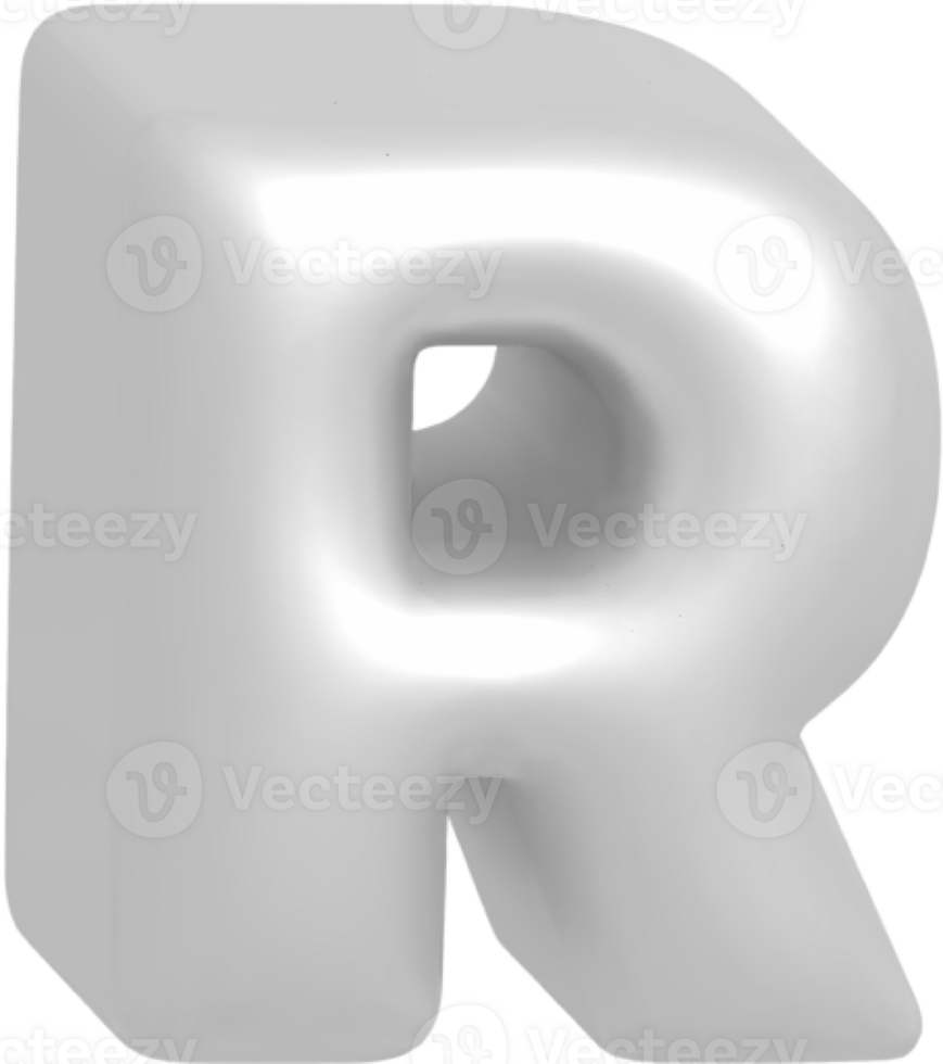 R metallic inflate balloon style alphabet png
