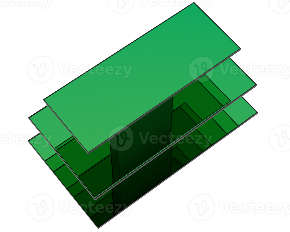 Rectangular display table isolated on background. 3d rendering - illustration png