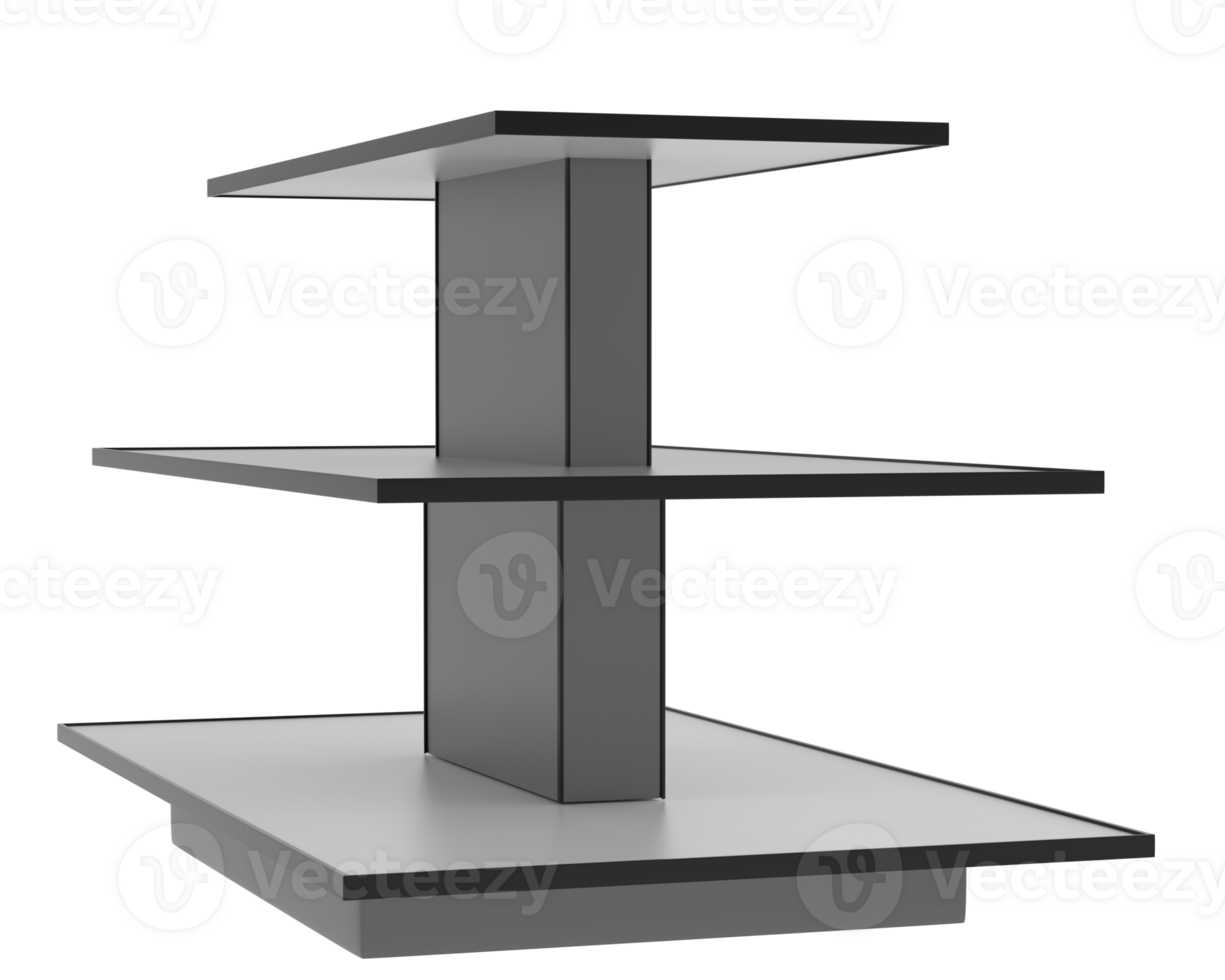 Rectangular display table isolated on background. 3d rendering - illustration png
