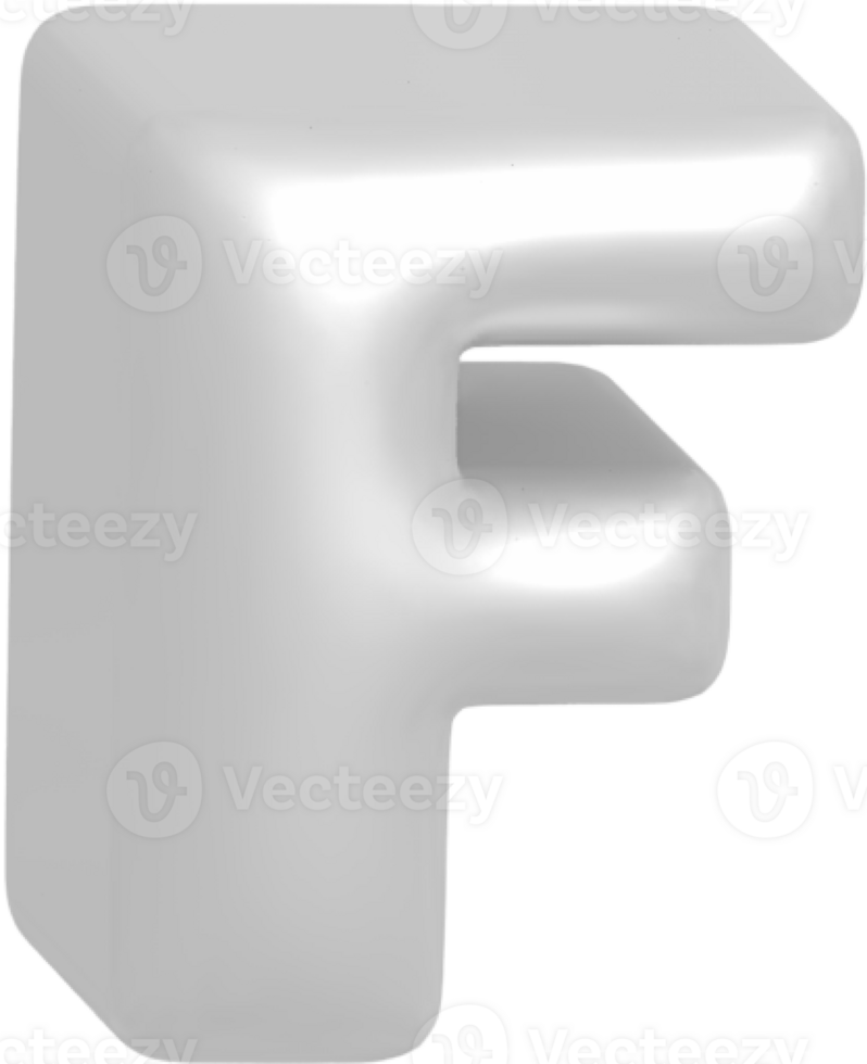 F metallic inflate balloon style alphabet png