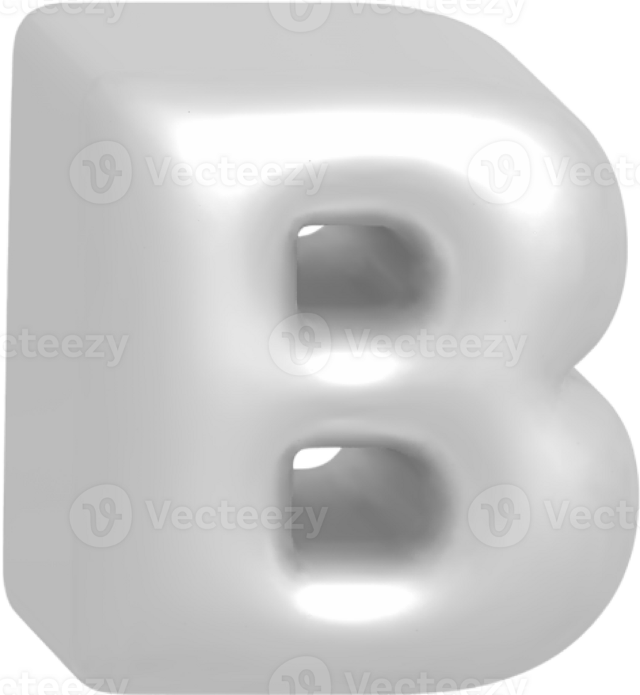 B metallic inflate balloon style alphabet png