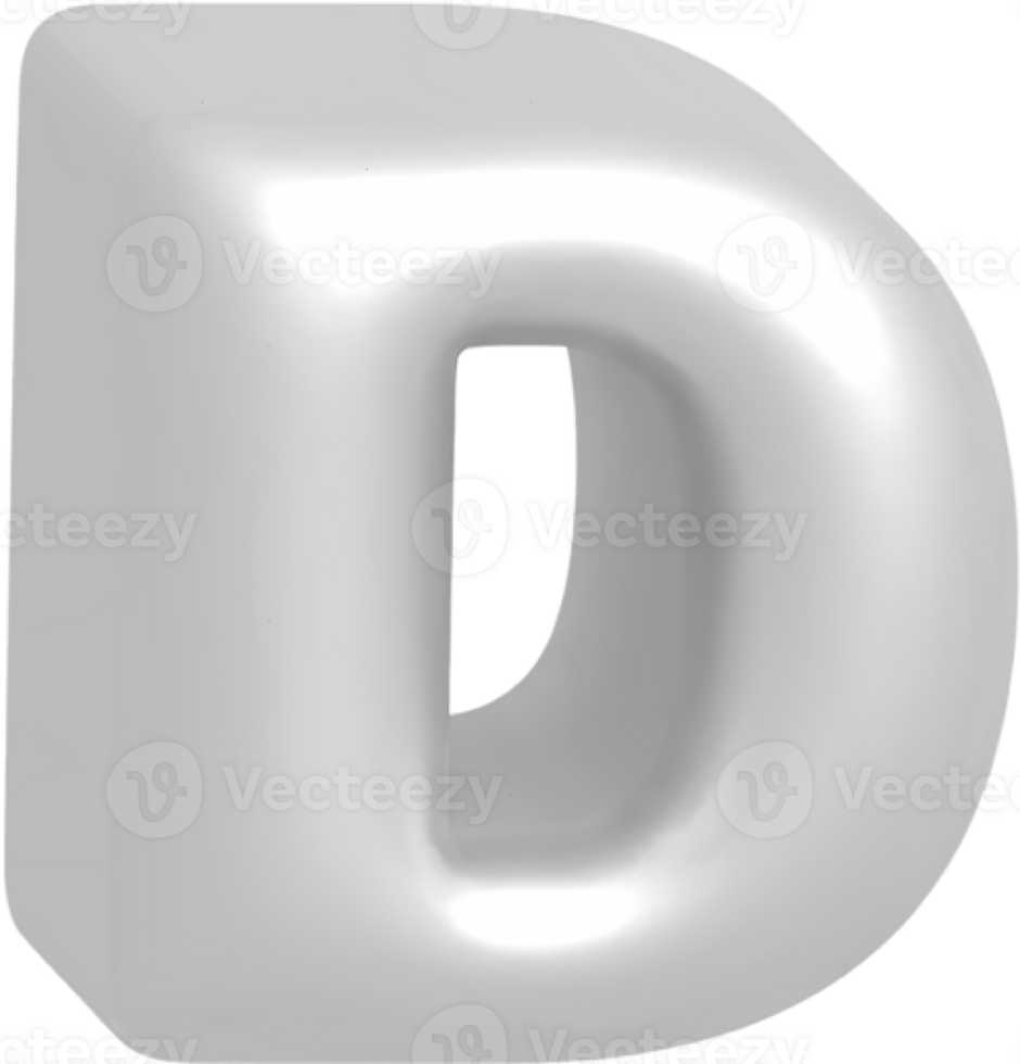 D metallic inflate balloon style alphabet png