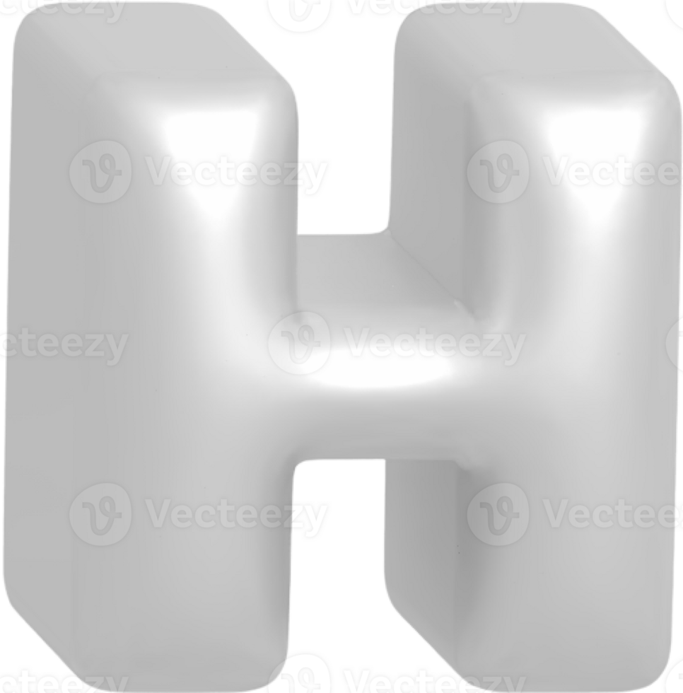 H metallic inflate balloon style alphabet png