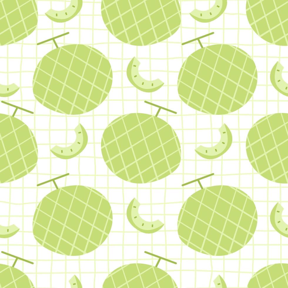 Seamless pattern with melon fruit vector