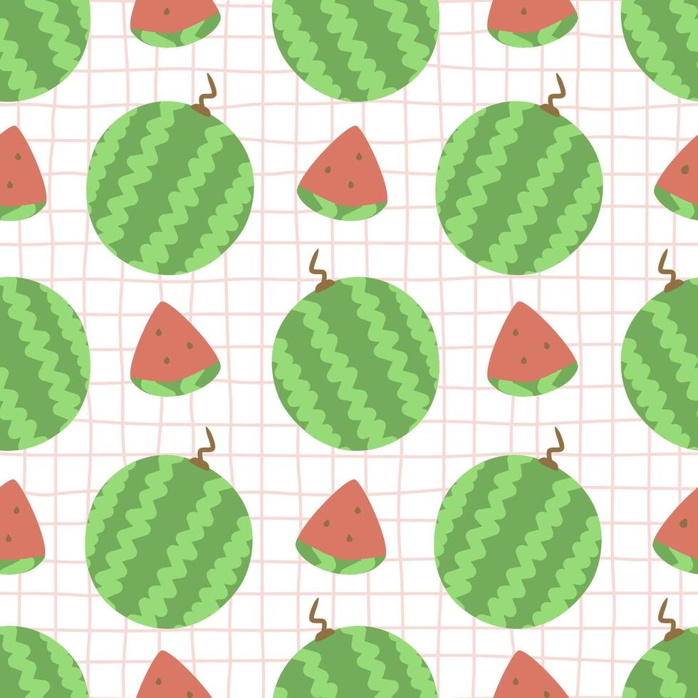 Seamless pattern with watermelon fruit vector