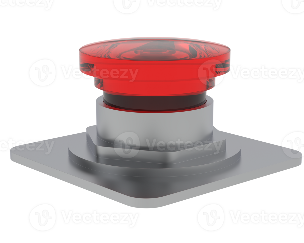 Red button isolated on background. 3d rendering - illustration png