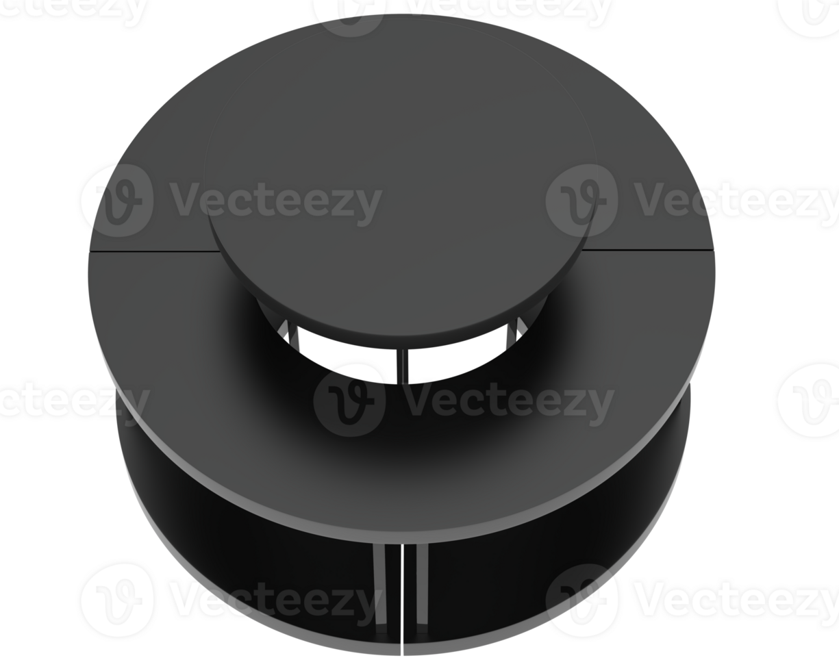 Round display table isolated on background. 3d rendering - illustration png