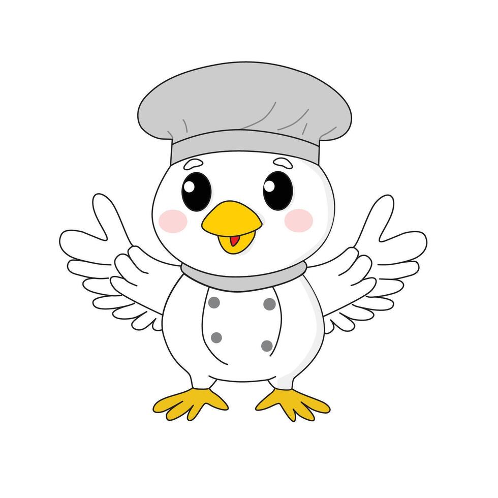 A chef chicken rooster cockerel cartoon character mascot doing a chef vector