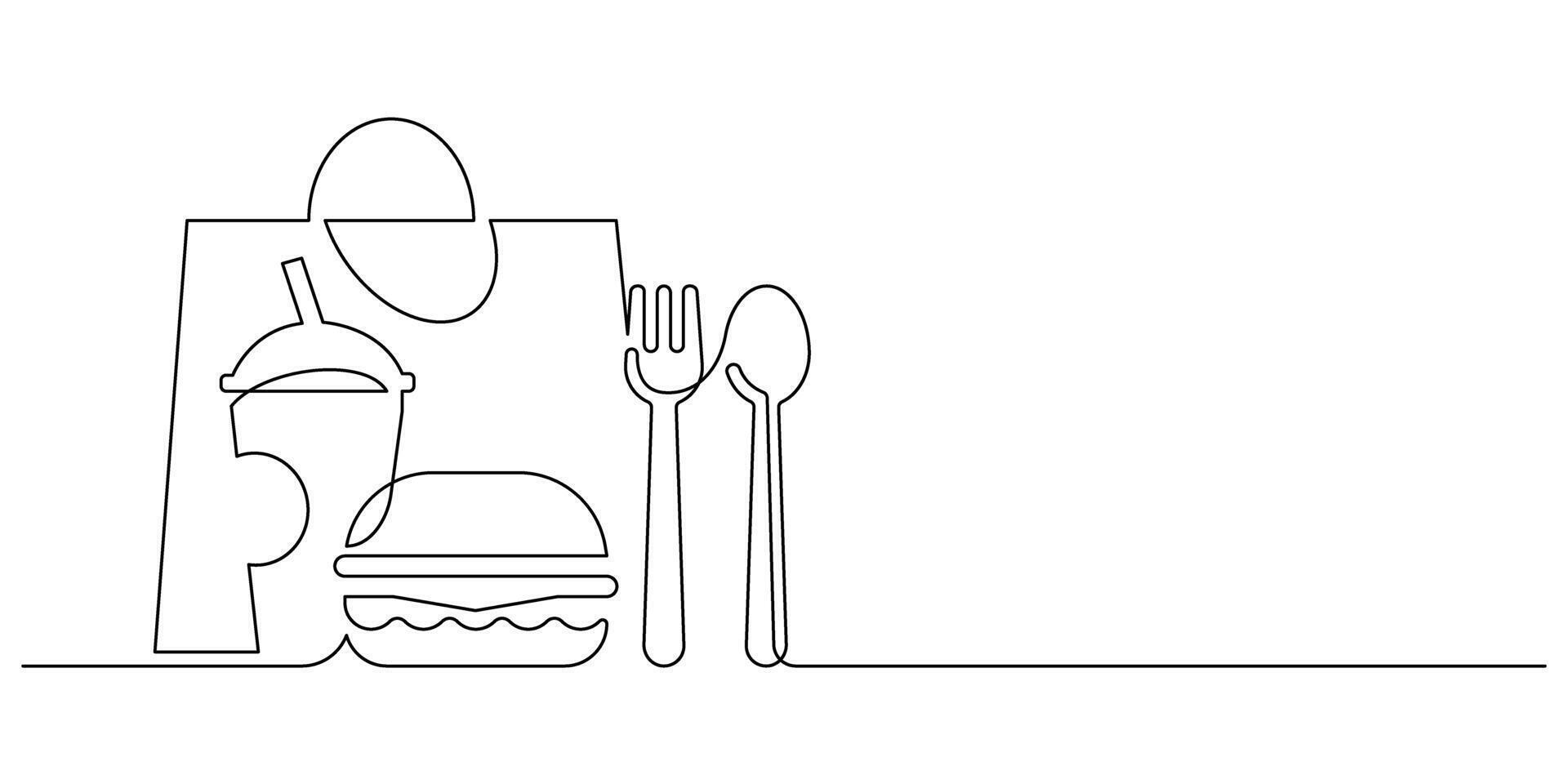 food and drink shopping icon symbol one line drawing vector