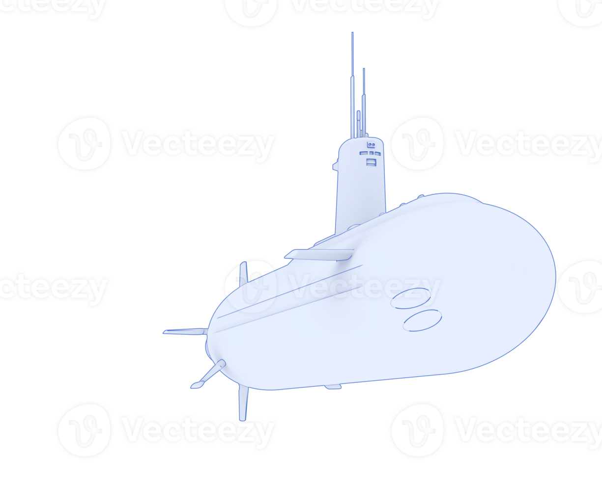 Submarine isolated on background. 3d rendering - illustration png