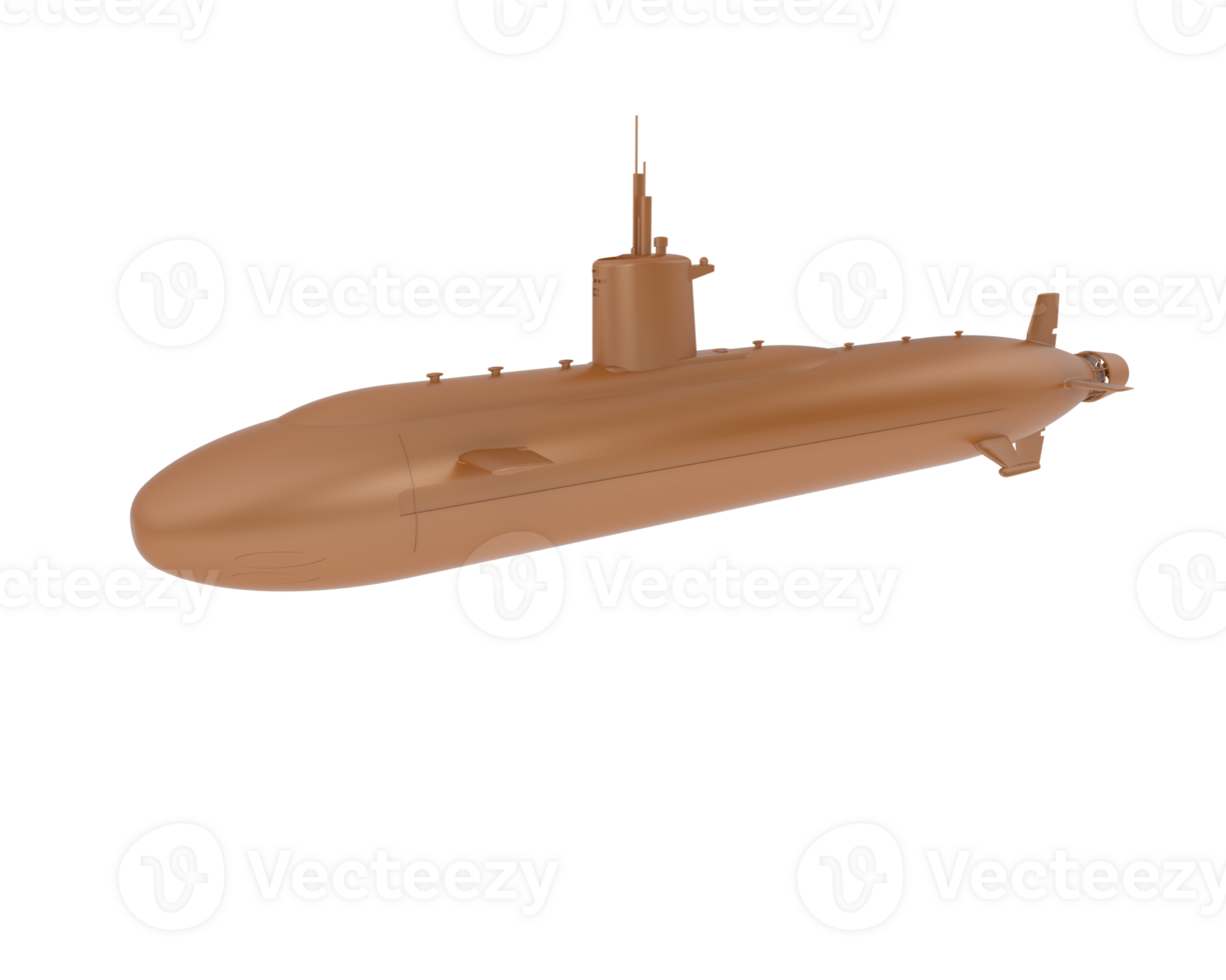 Submarine isolated on background. 3d rendering - illustration png