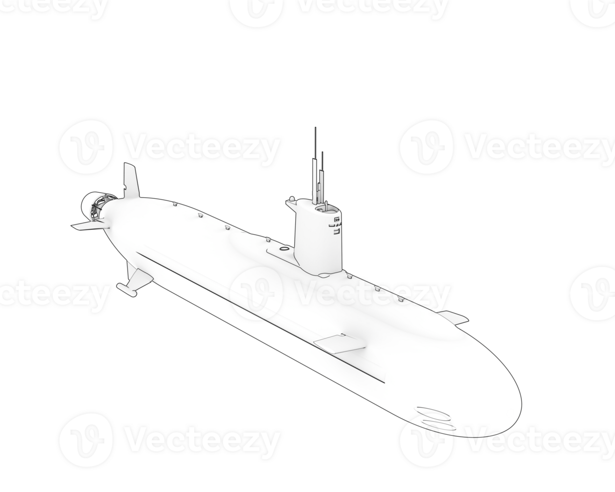 Submarine isolated on background. 3d rendering - illustration png