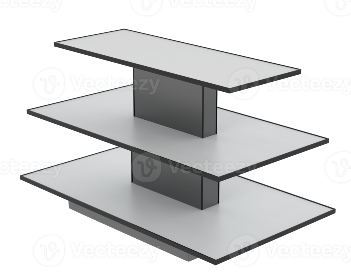 Rectangular display table isolated on background. 3d rendering - illustration png