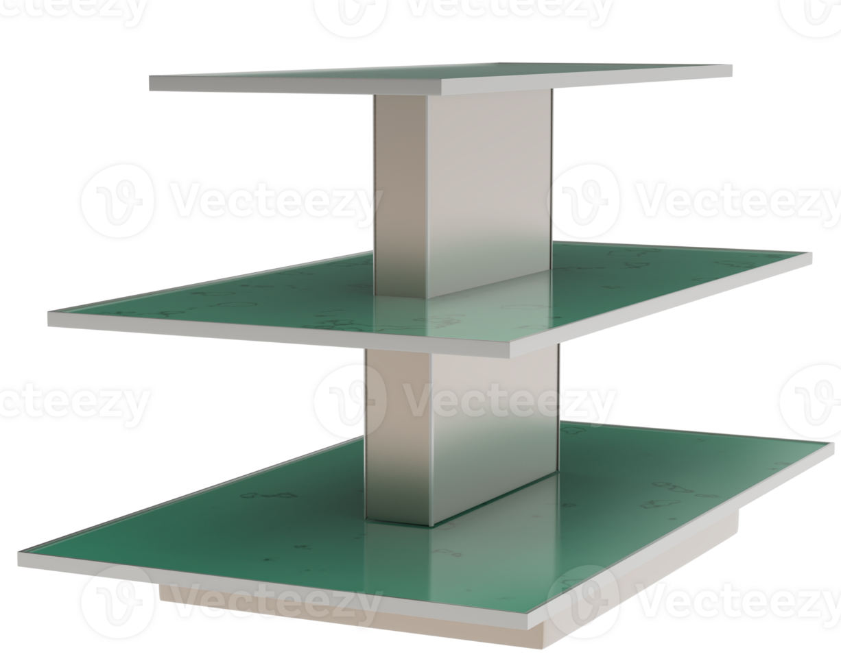 Rectangular display table isolated on background. 3d rendering - illustration png