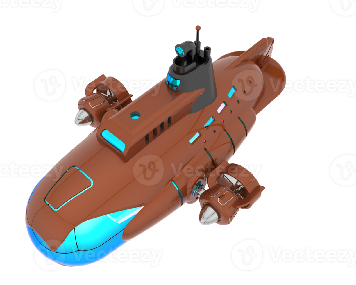 Submarine isolated on background. 3d rendering - illustration png