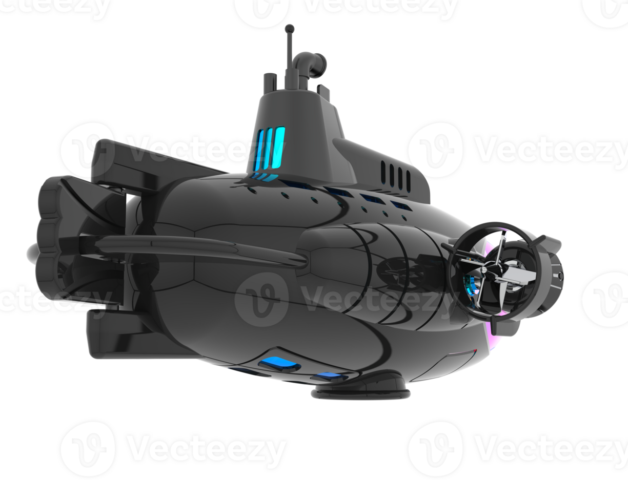 Submarine isolated on background. 3d rendering - illustration png