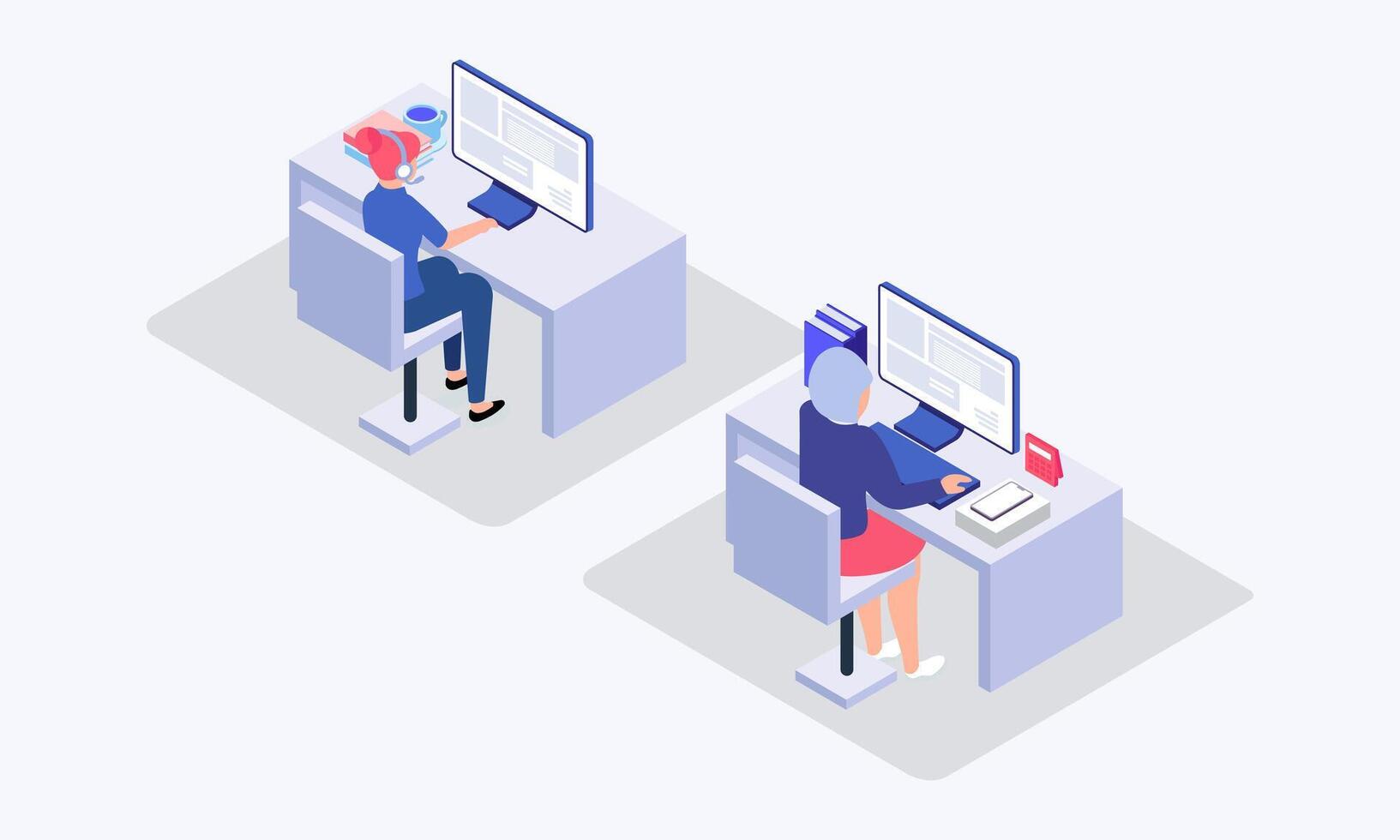 Call center isometric illustration vector