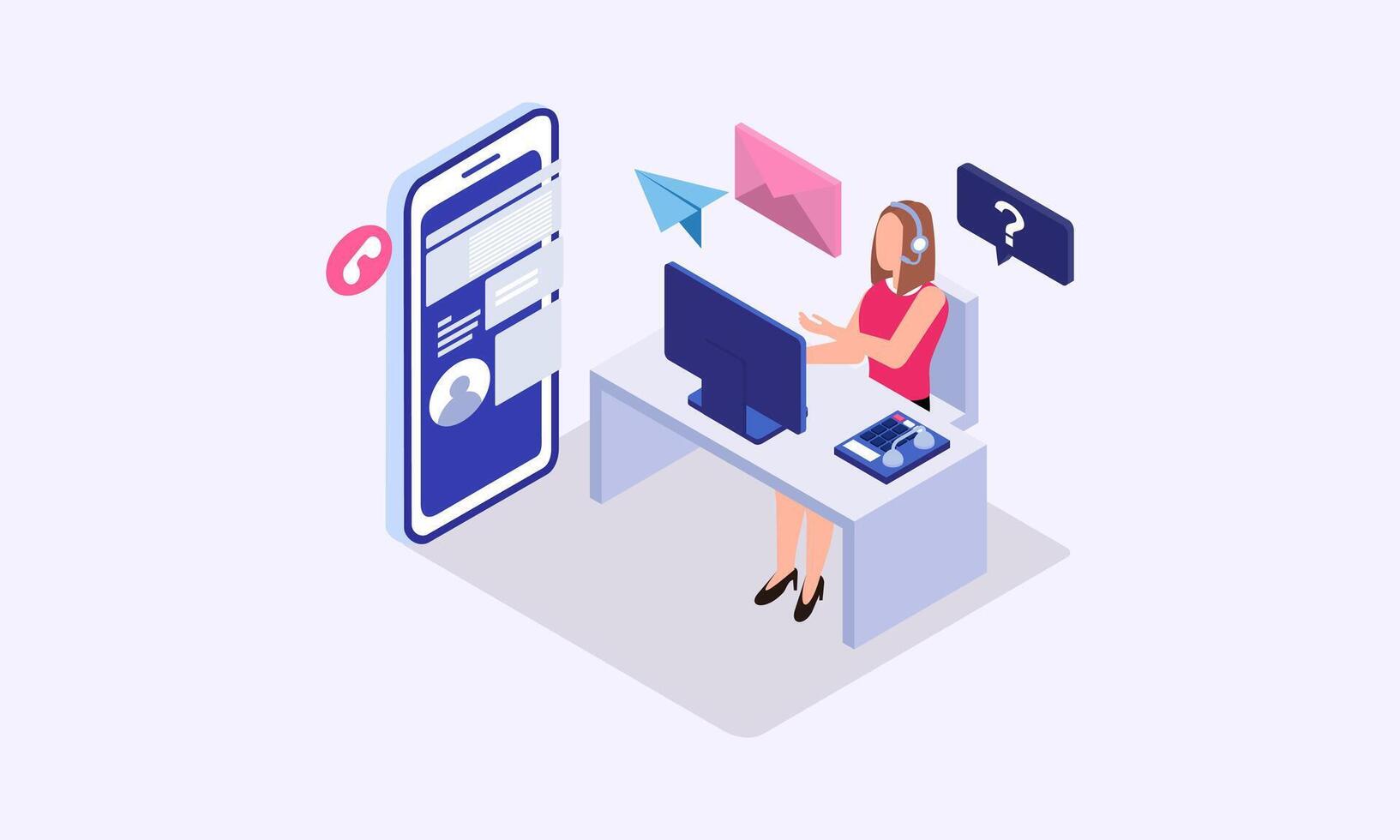 Call center isometric illustration vector